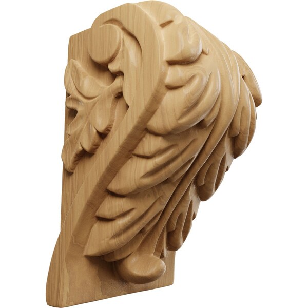 Ekena Millwork 3 1/4"W x 2 3/4"D x 5"H Medium Acanthus Leaf Block Corbel, Cherry CORW03X03X05BACH - main